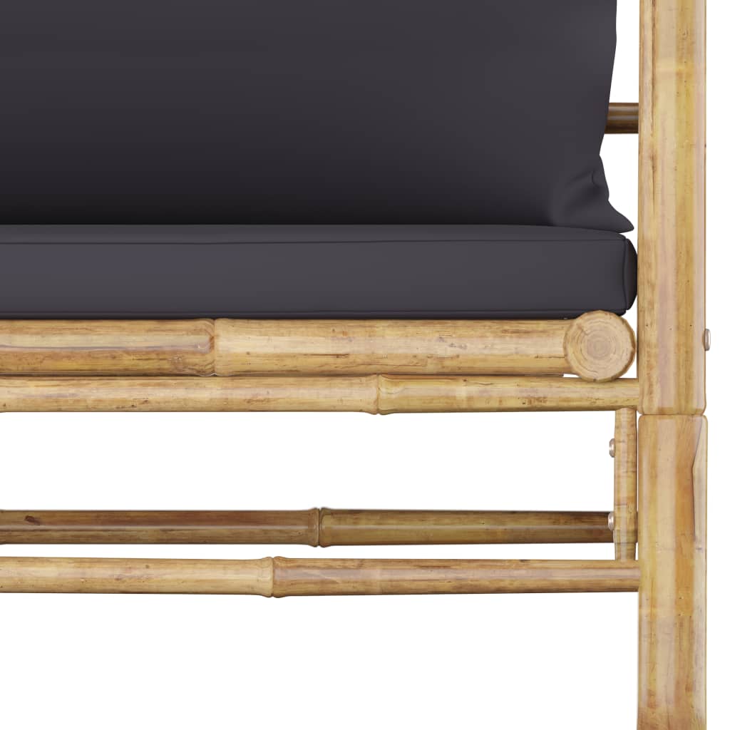 vidaXL 8dílná zahradní sedací souprava s tmavě šedými poduškami bambus