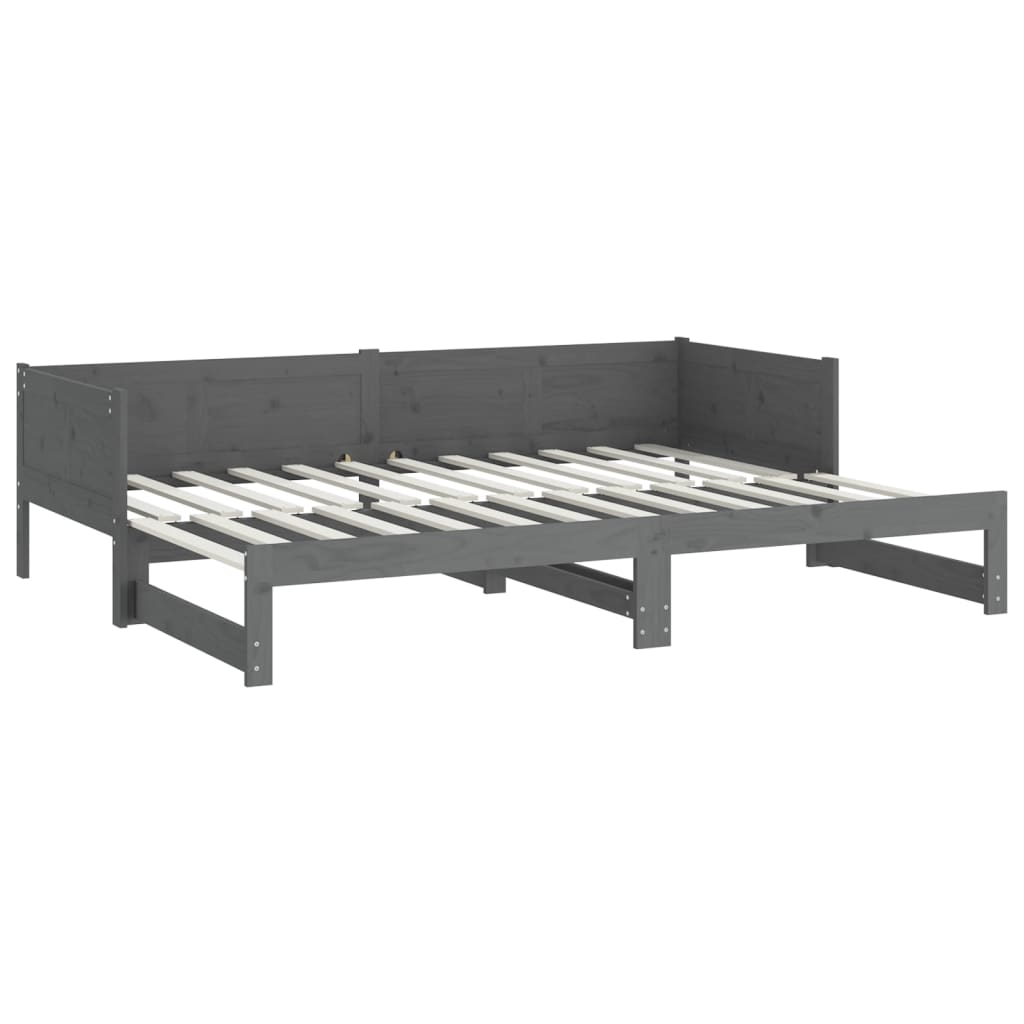 vidaXL Výsuvná postel šedá masivní borovice 2x (80 x 200) cm