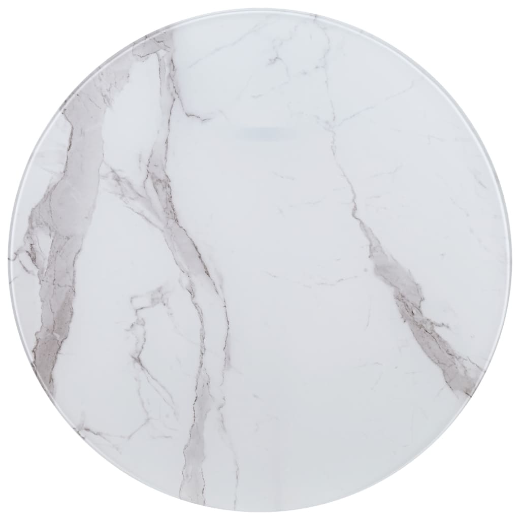 vidaXL Stolní deska bílá Ø 80 cm sklo s mramorovou texturou