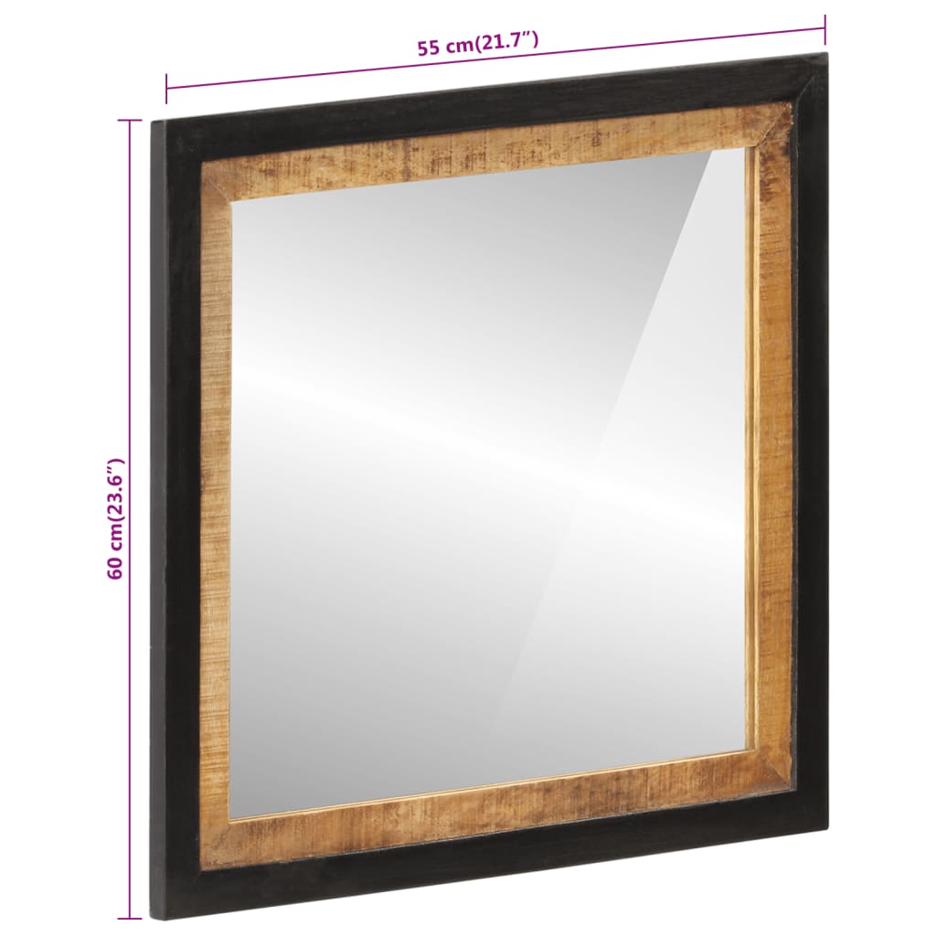 vidaXL Koupelnové zrcadlo 55 x 1 x 60 cm sklo a masivní mangovník