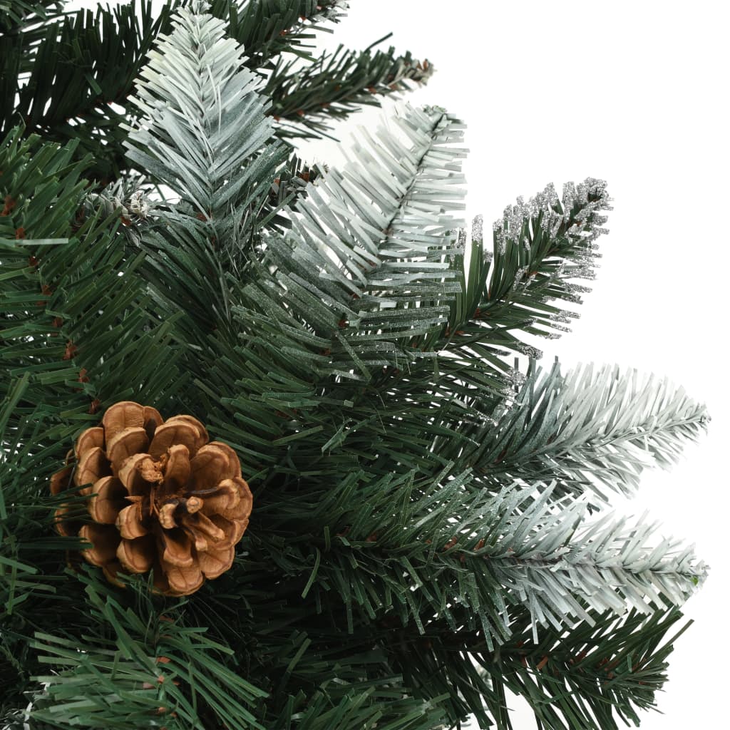 vidaXL Umělý vánoční stromek se šiškami a bílými třpytkami 150 cm