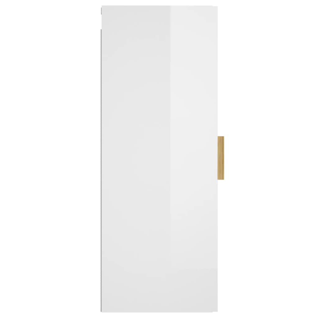 vidaXL Nástěnná skříňka lesklá bílá 34,5 x 34 x 90 cm kompozitní dřevo