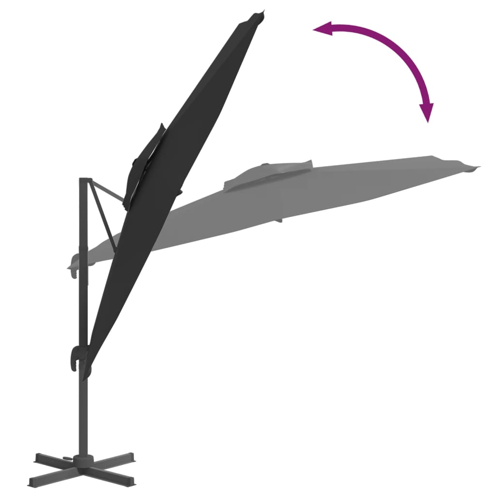 vidaXL Konzolový slunečník s dvojitou stříškou černý 400 x 300 cm