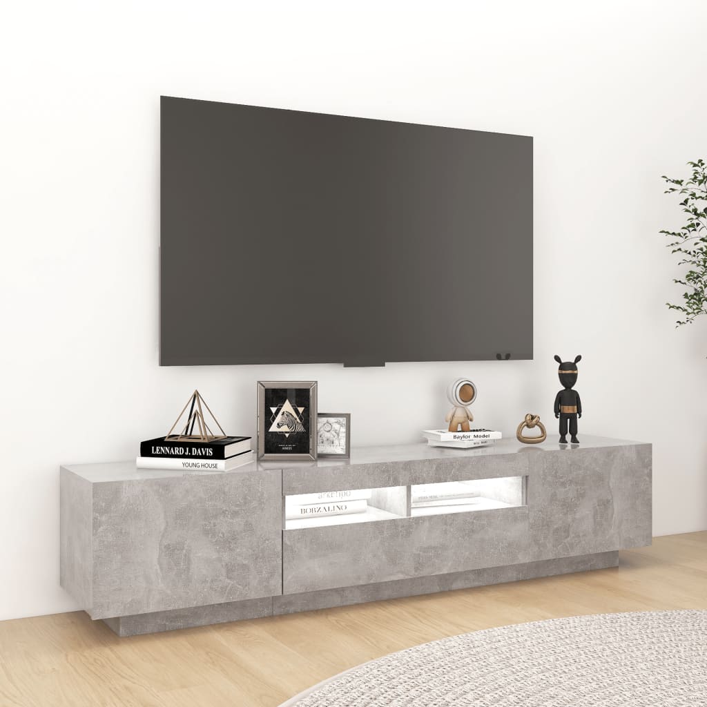 vidaXL TV skříňka s LED osvětlením betonově šedá 180 x 35 x 40 cm