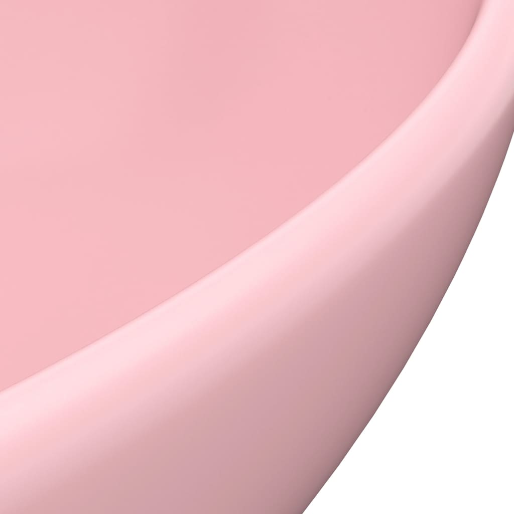 vidaXL Luxusní umyvadlo oválného tvaru matně růžové 40x33 cm keramika