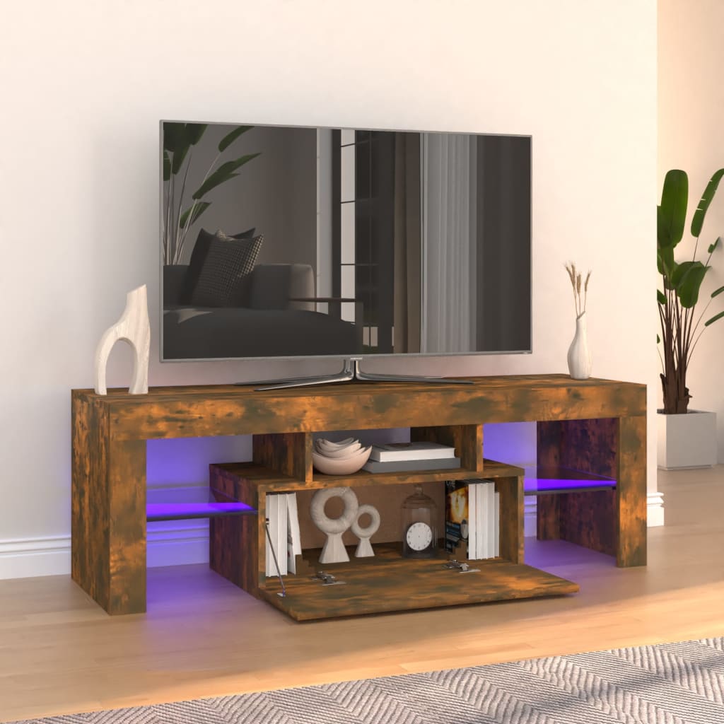 vidaXL TV skříňka s LED osvětlením kouřový dub 120 x 35 x 40 cm