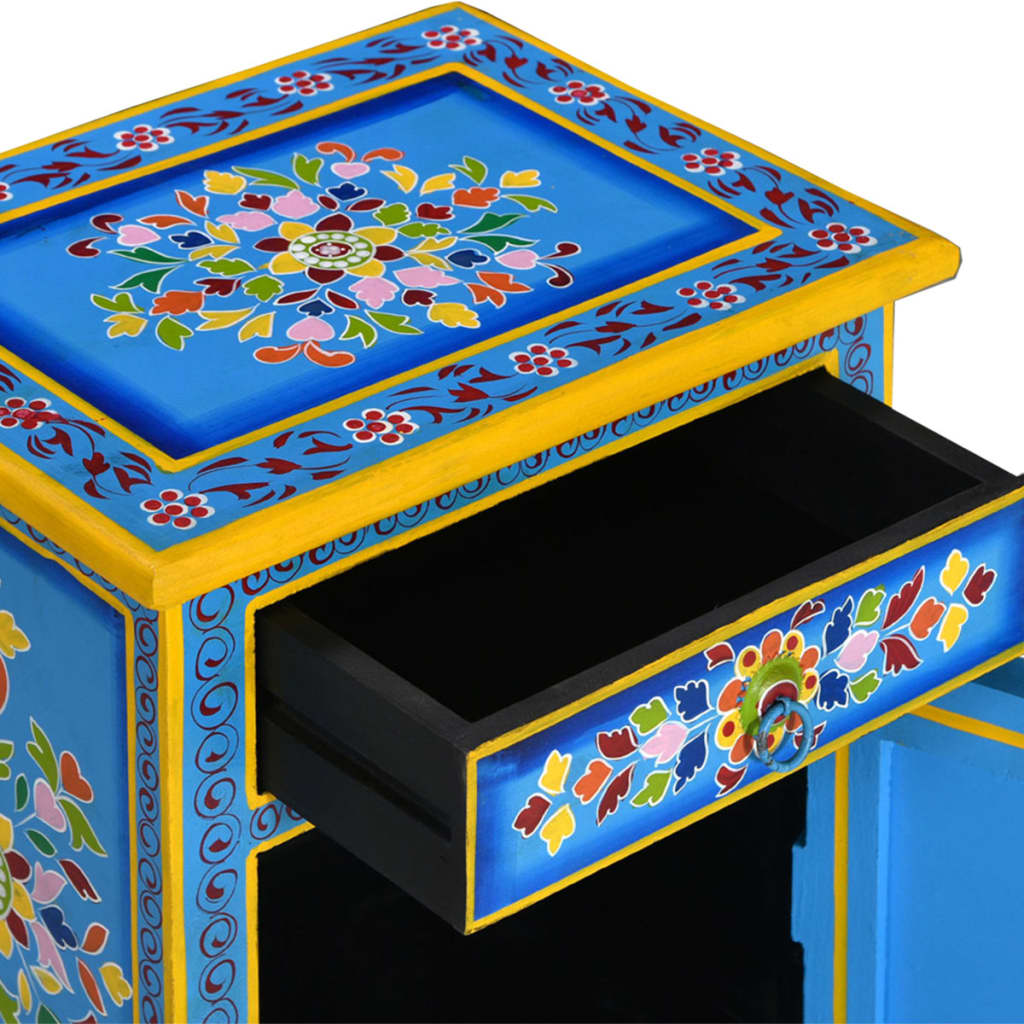 vidaXL Noční stolek z masivního mangovníku ručně malovaný tyrkysový