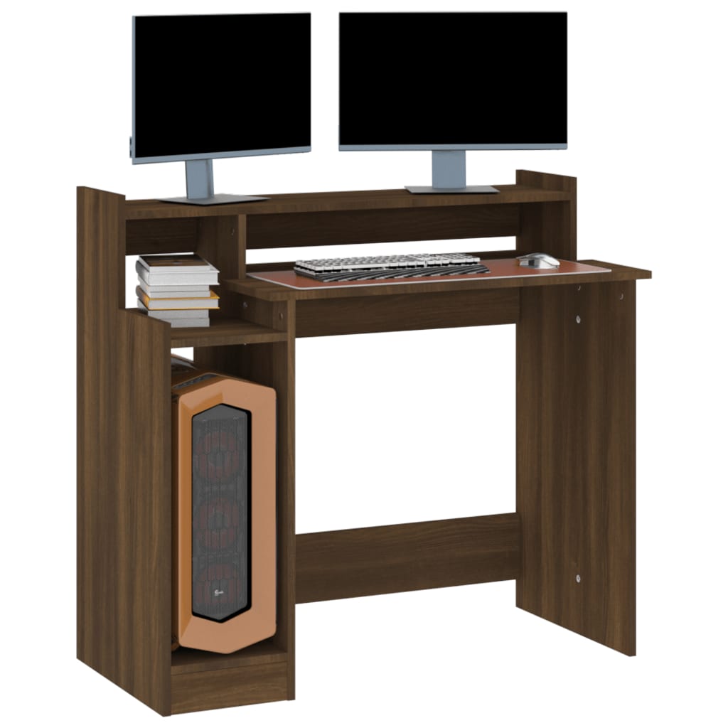 vidaXL Psací stůl s LED světly hnědý dub 97x45x90 cm kompozitní dřevo