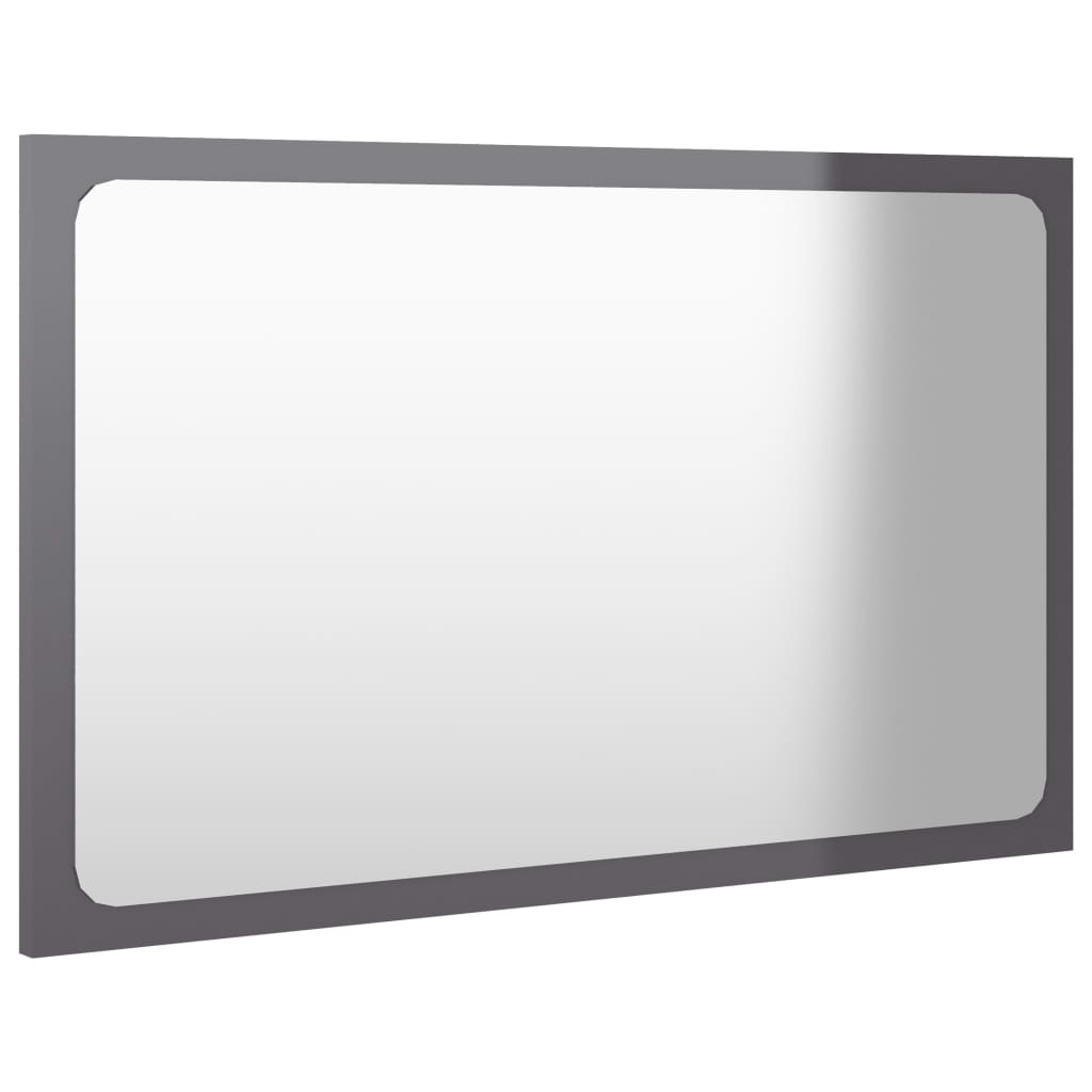 vidaXL Koupelnové zrcadlo šedé vysoký lesk 60x1,5x37 cm dřevotříska