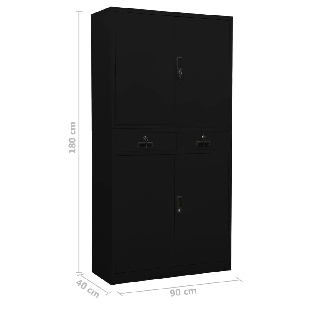 vidaXL Kancelářská skříň černá 90 x 40 x 180 cm ocel