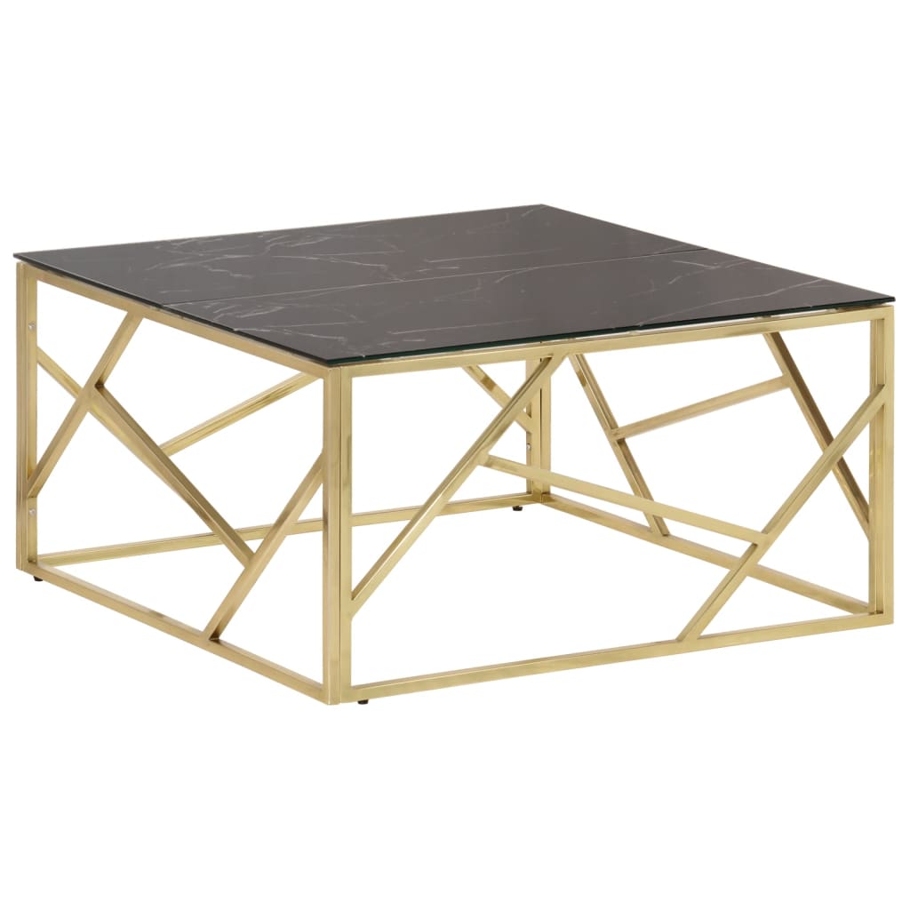 vidaXL Konferenční stolek zlatý nerezová ocel a tvrzené sklo