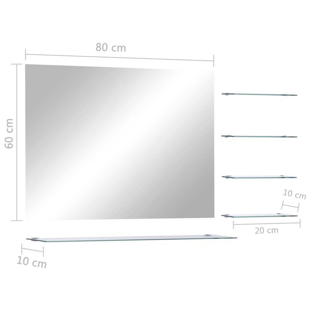 vidaXL Nástěnné zrcadlo s policí 80 x 60 cm tvrzené sklo