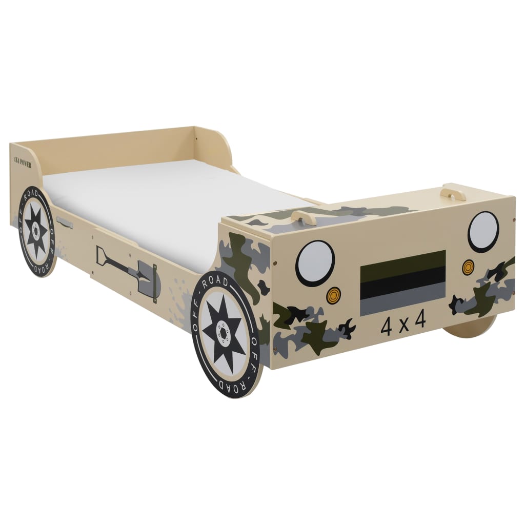 vidaXL Dětská postel ve tvaru terénního auta 90 x 200 cm maskáčová