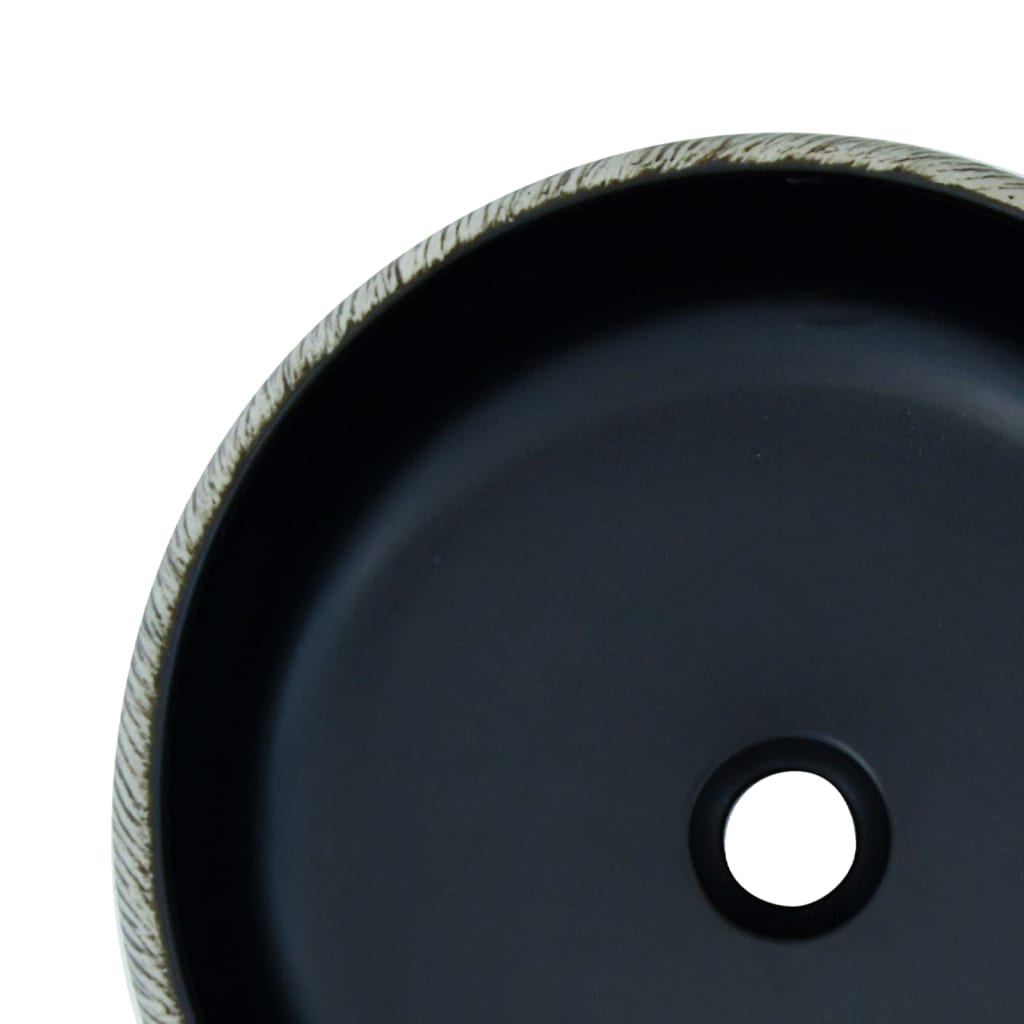 vidaXL Umyvadlo na desku černé a šedé kulaté Φ 41 x 14 cm keramika