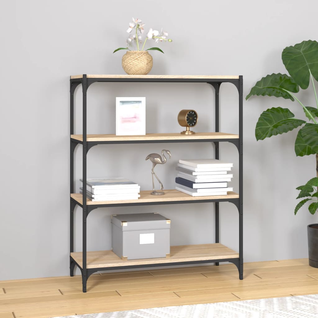 vidaXL Knihovna dub sonoma 80x33x100 cm kompozitní dřevo a ocel