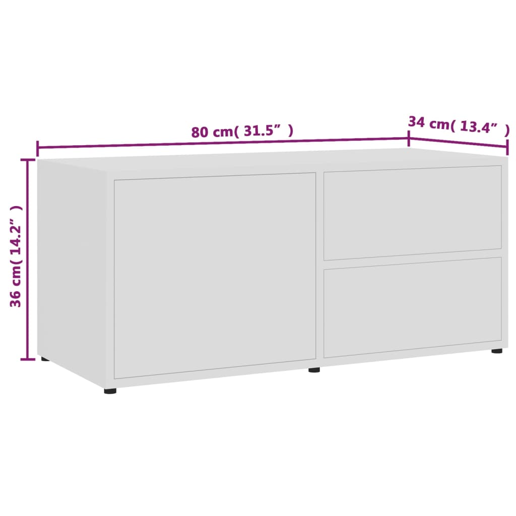 vidaXL TV stolek bílý 80 x 34 x 36 cm dřevotříska
