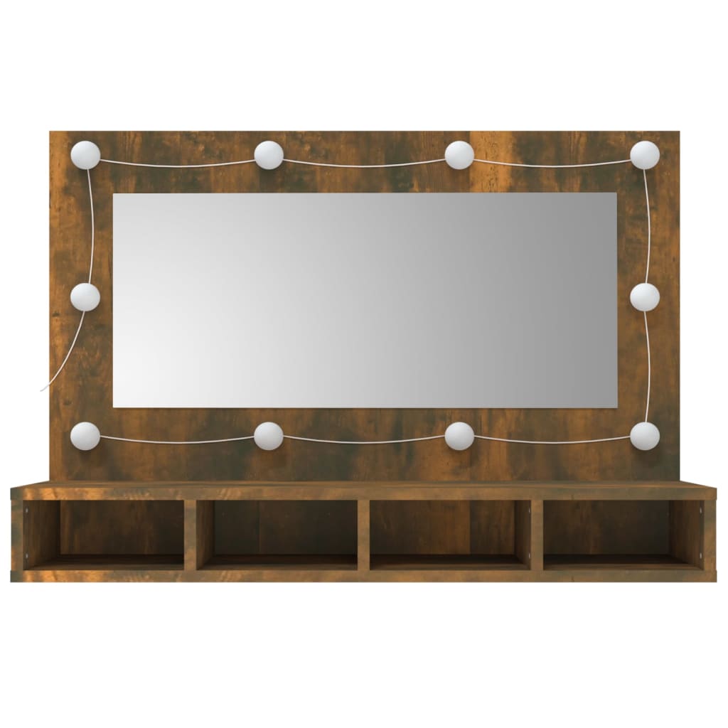 vidaXL Zrcadlová skříňka s LED kouřový dub 90 x 31,5 x 62 cm