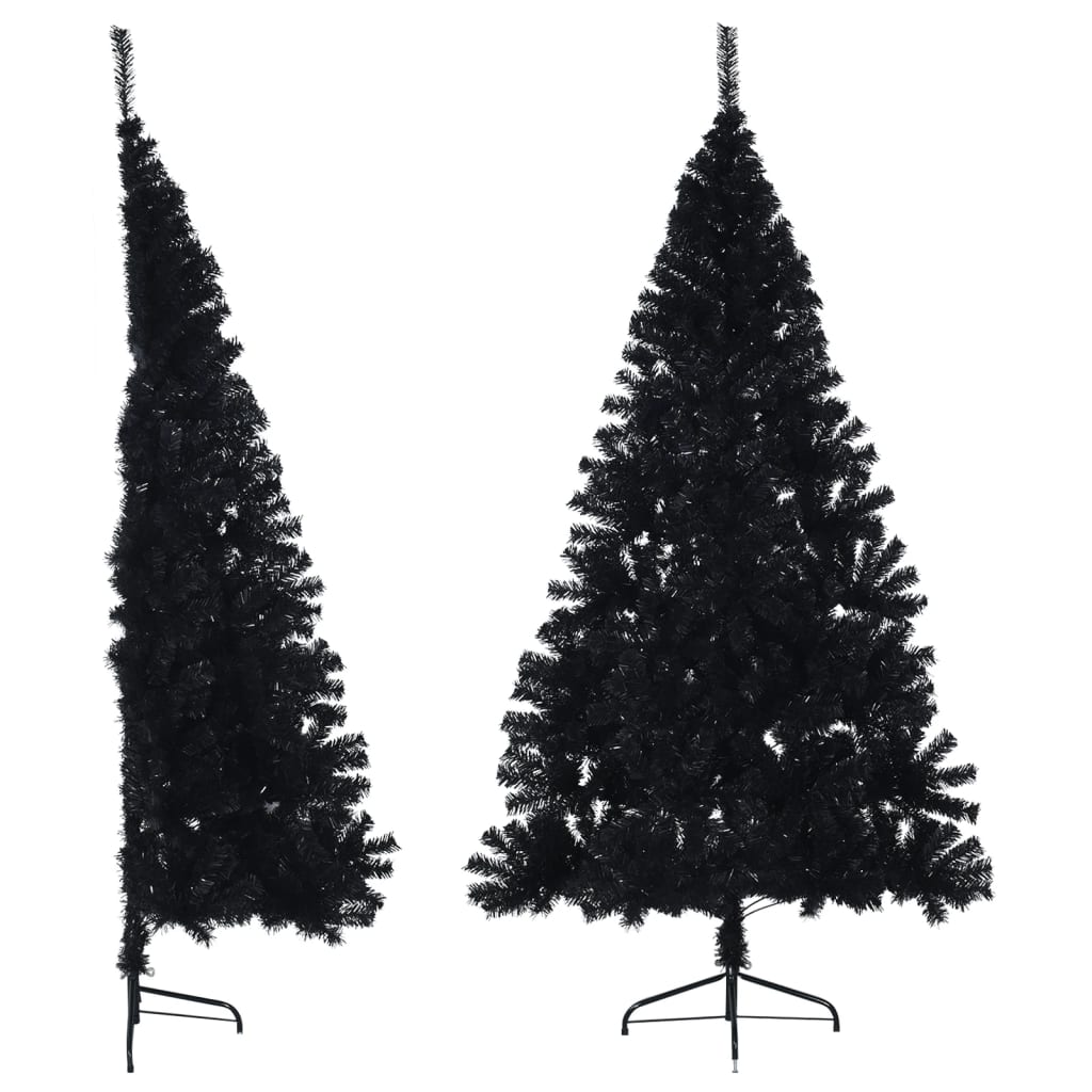vidaXL Umělý poloviční vánoční stromek se stojanem černý 210 cm PVC