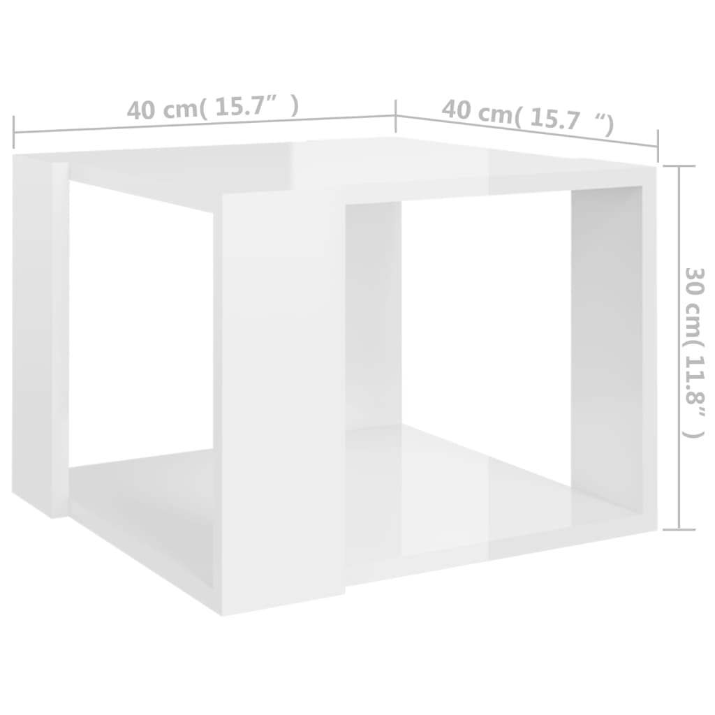 vidaXL Konferenční stolek lesklý bílý 40x40x30 cm kompozitní dřevo