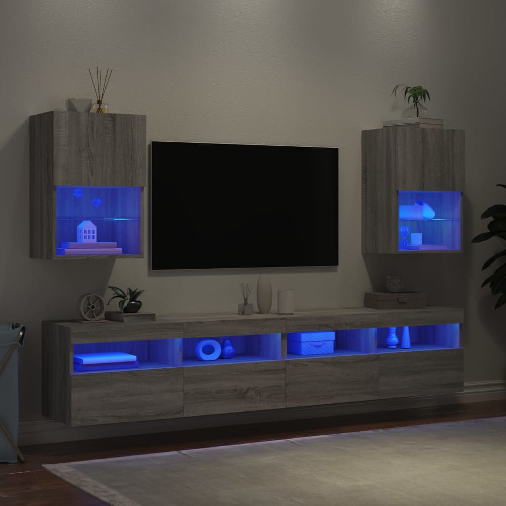 vidaXL TV skříňky s LED osvětlením 2 ks šedé sonoma 40,5 x 30 x 60 cm