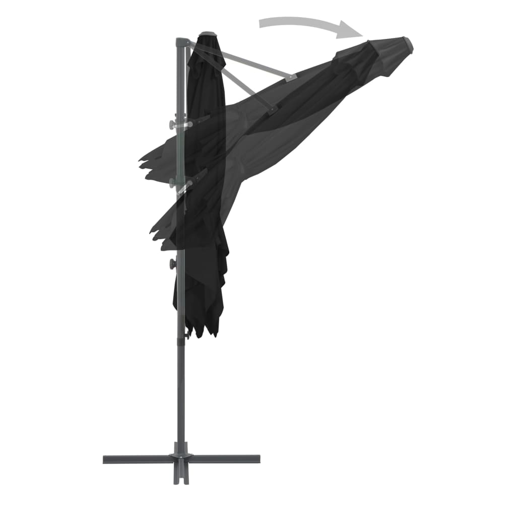 vidaXL Konzolový slunečník s ocelovou tyčí černý 250 x 250 cm