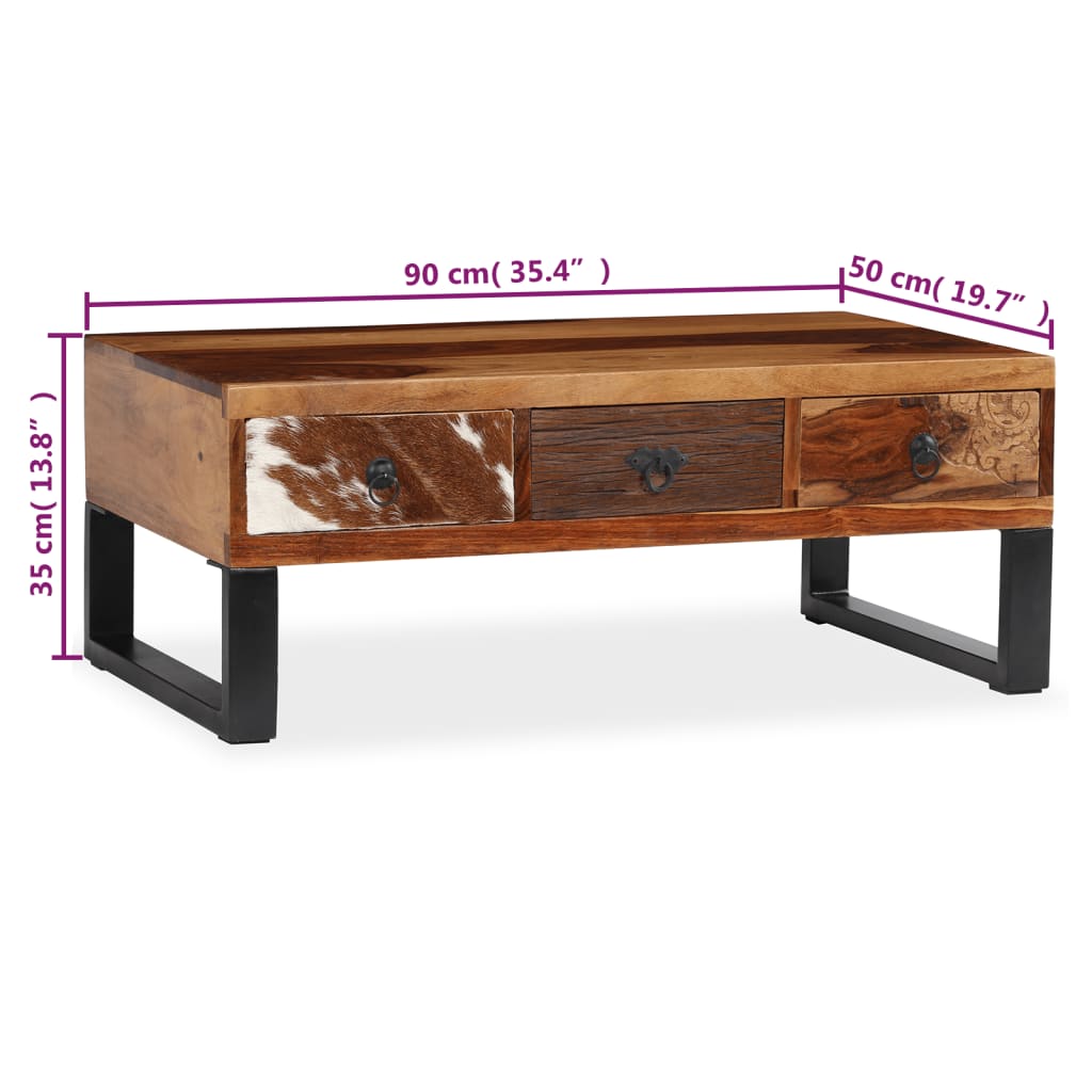 vidaXL Konferenční stolek z masivního sheesham dřeva 90 x 50 x 35 cm