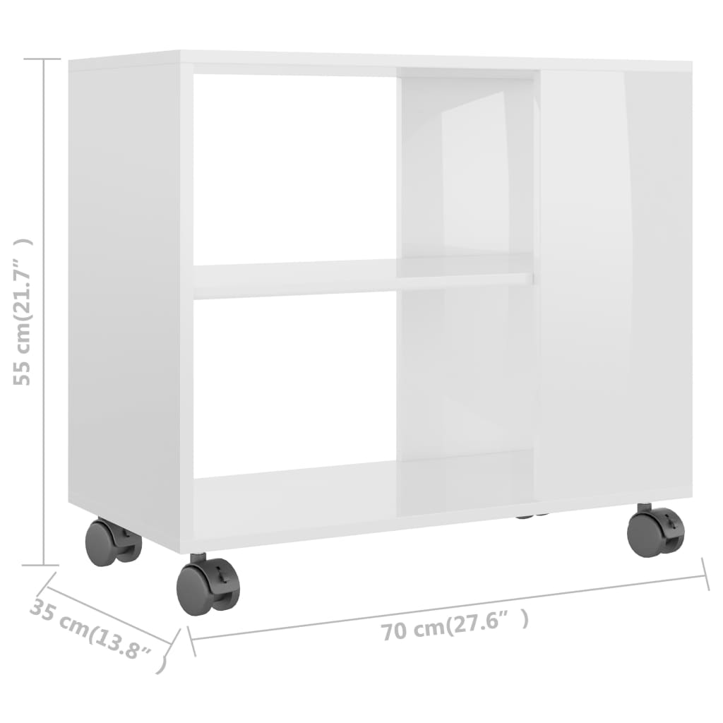 vidaXL Odkládací stolek bílý s leskem 70 x 35 x 55 cm kompozitní dřevo