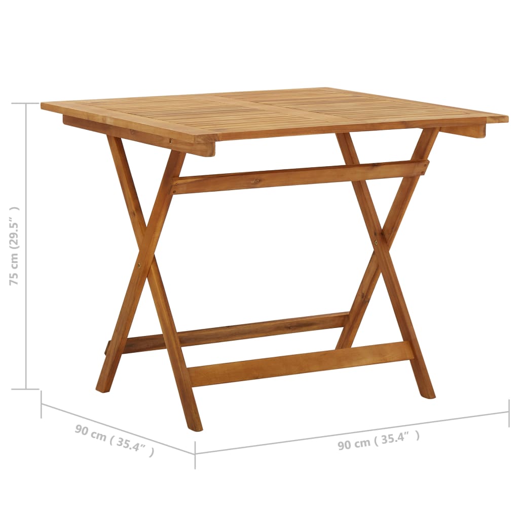 vidaXL Skládací zahradní stůl 90 x 90 x 75 cm masivní akáciové dřevo