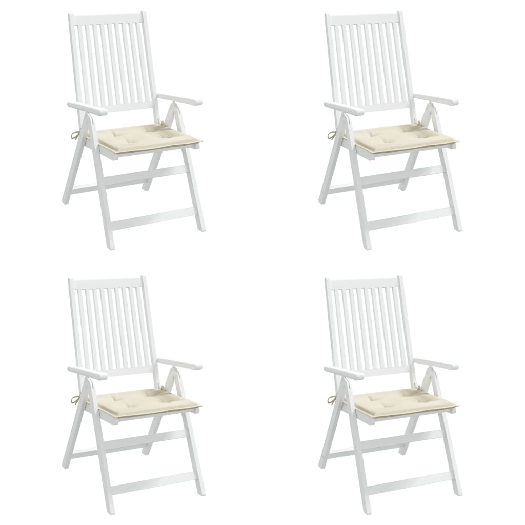 vidaXL Podušky na zahradní židli 4 ks krémové 40x40x3 cm látka oxford