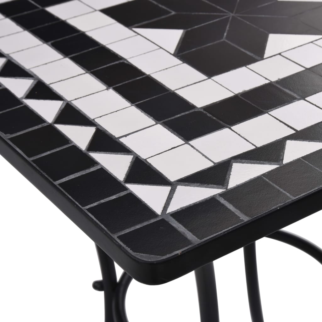 vidaXL 3dílný mozaikový bistro set keramický černobílý