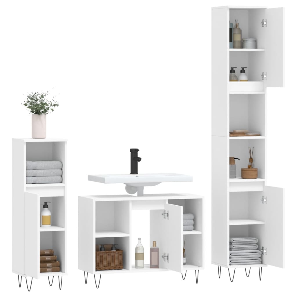 vidaXL 3dílný set koupelnového nábytku bílý kompozitní dřevo