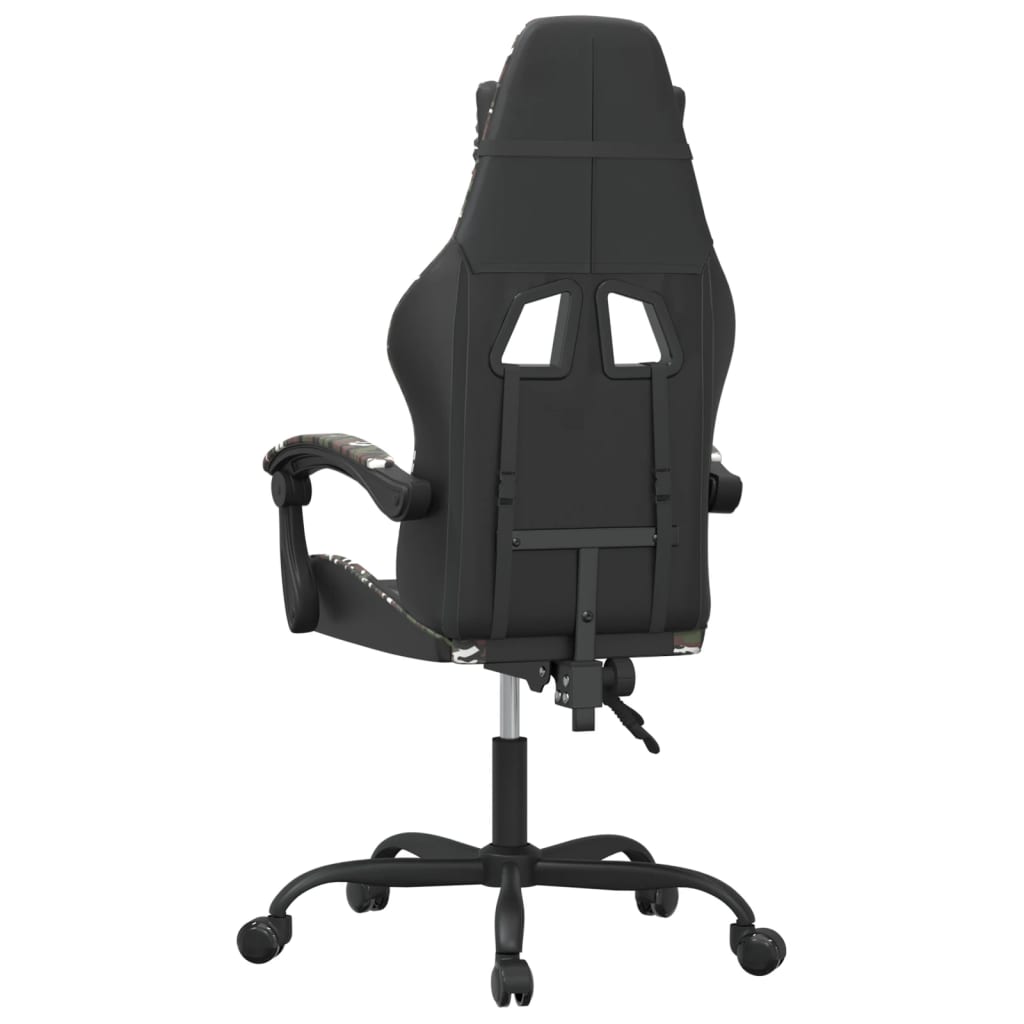 vidaXL Otočná herní židle černá a maskáčová umělá kůže