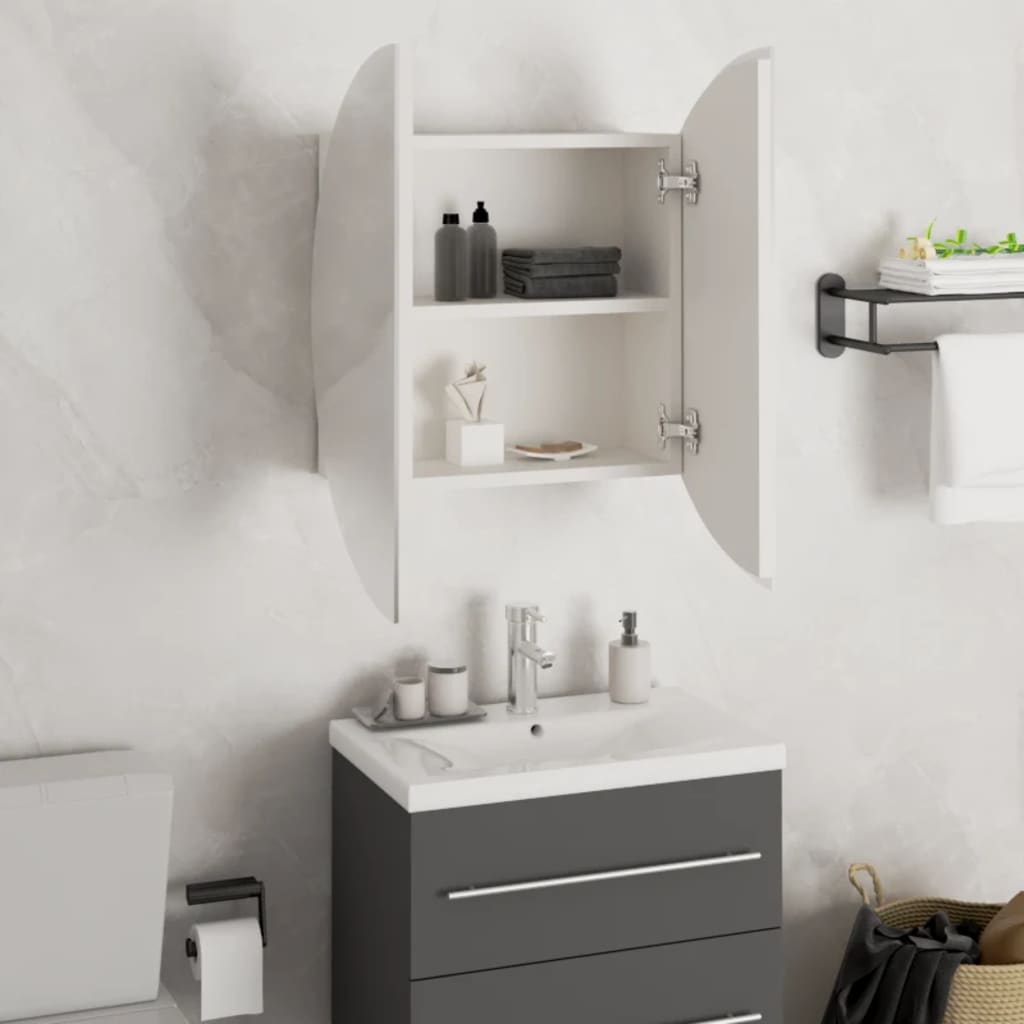 vidaXL Koupelnová skříňka s kulatým zrcadlem a LED bílá 47x47x17,5 cm
