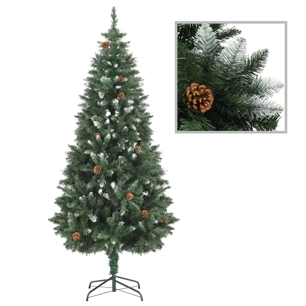 vidaXL Umělý vánoční stromek s LED a sadou koulí a šiškami 180 cm