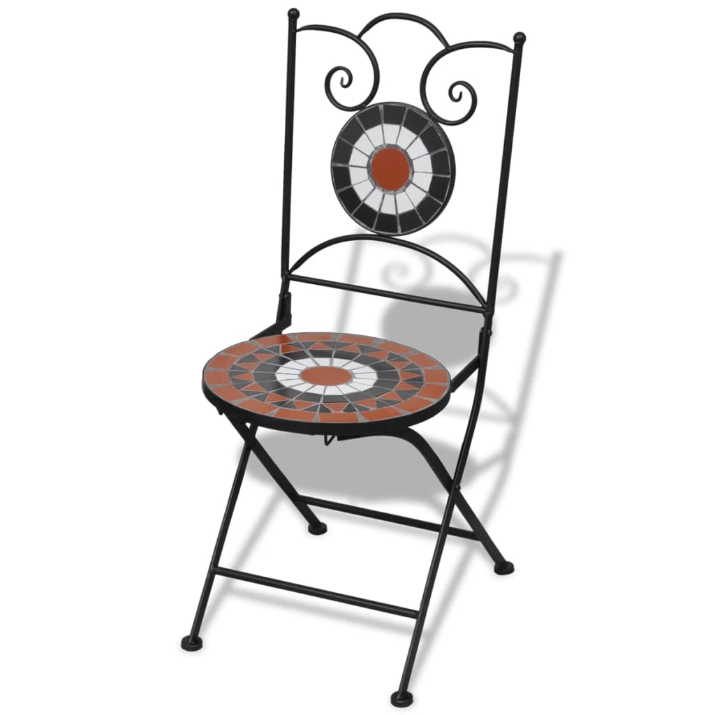 vidaXL Skládací bistro židle 2 ks keramické terakotové a bílé