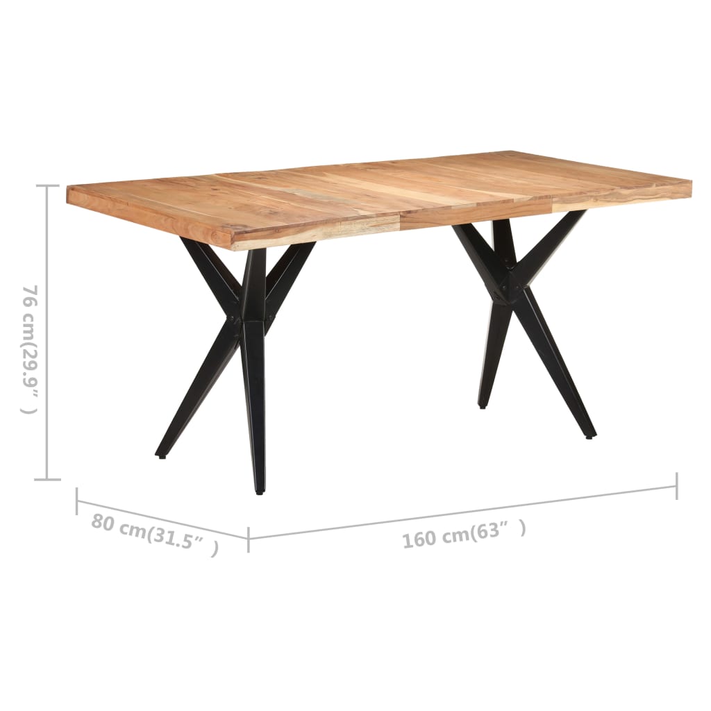 vidaXL Jídelní stůl 160 x 80 x 76 cm masivní akáciové dřevo