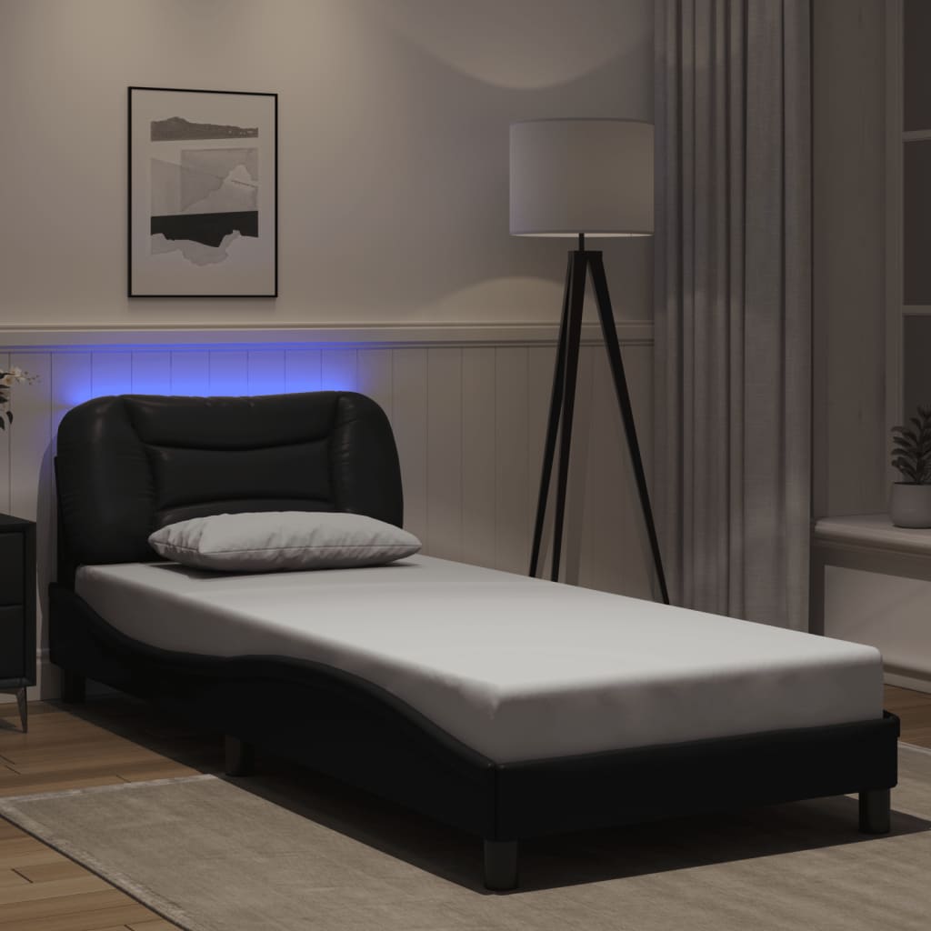 vidaXL Rám postele s LED osvětlením černý 80 x 200 cm umělá kůže