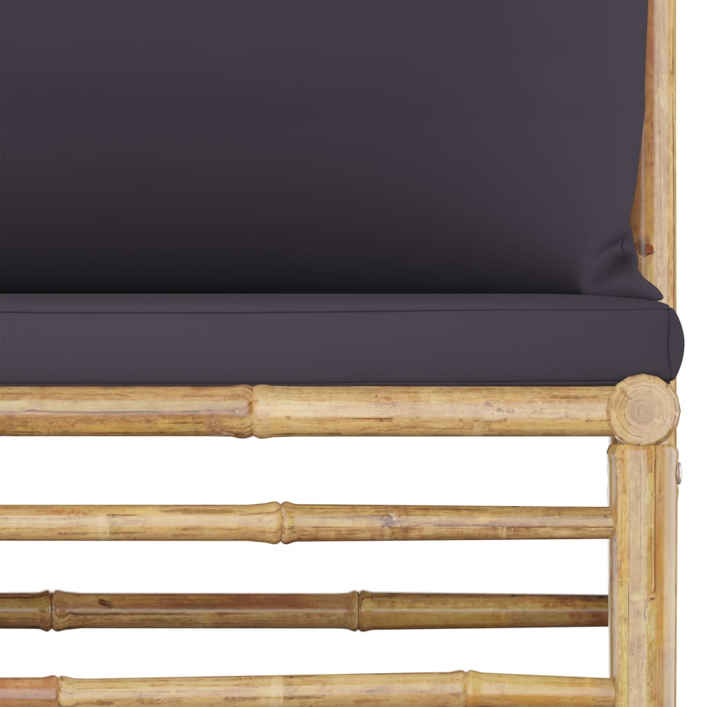 vidaXL 6dílná zahradní sedací souprava s tmavě šedými poduškami bambus