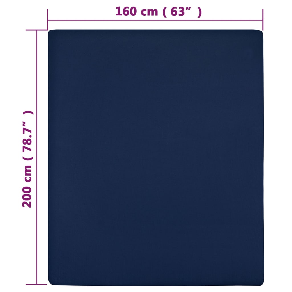 vidaXL Jersey prostěradlo námořnická modř 160x200 cm bavlna