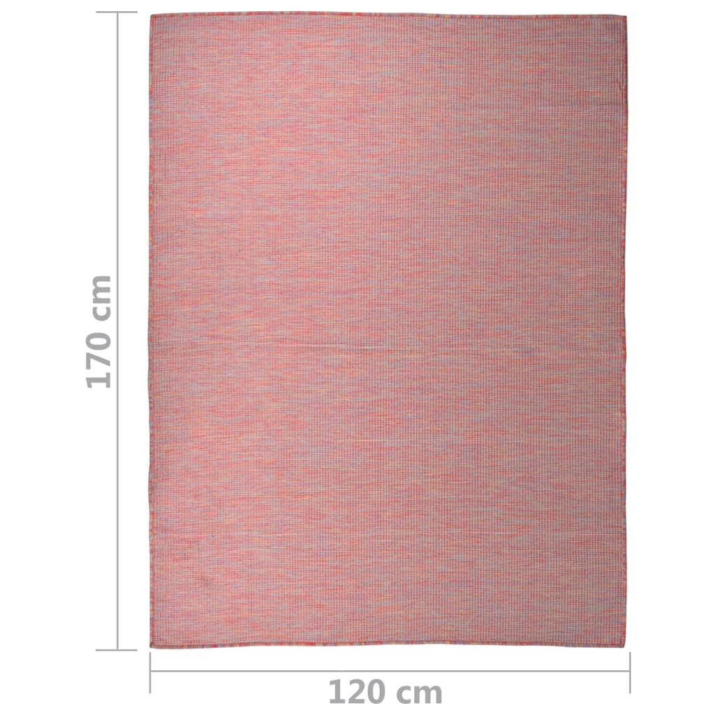 vidaXL Venkovní hladce tkaný koberec 120x170 cm červená