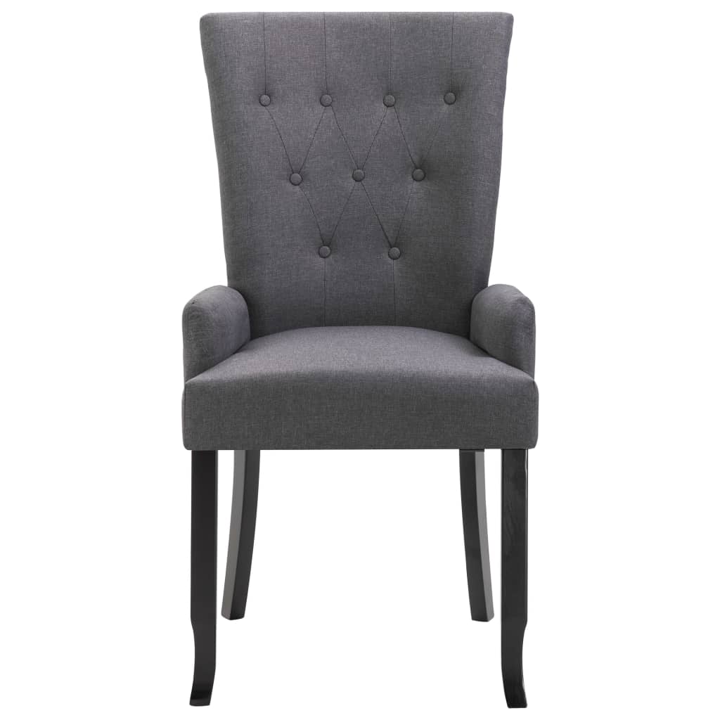 vidaXL Jídelní židle s područkami 6 ks tmavě šedé textil