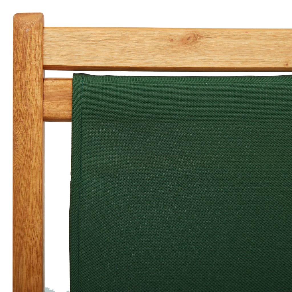 vidaXL Skládací plážové křeslo eukalyptové dřevo a textil zelené