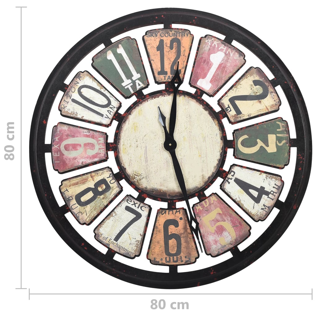 vidaXL Nástěnné hodiny vícebarvené 80 cm MDF