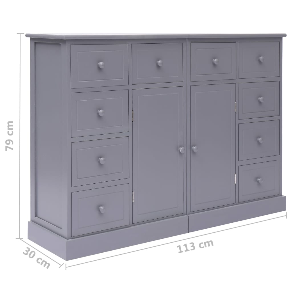 vidaXL Příborník s 10 zásuvkami šedý 113 x 30 x 79 cm dřevo