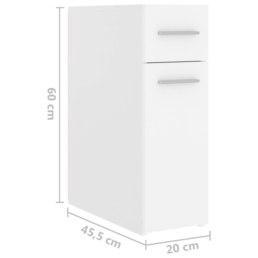 vidaXL Úložná skříňka bíla 20 x 45,5 x 60 cm dřevotříska