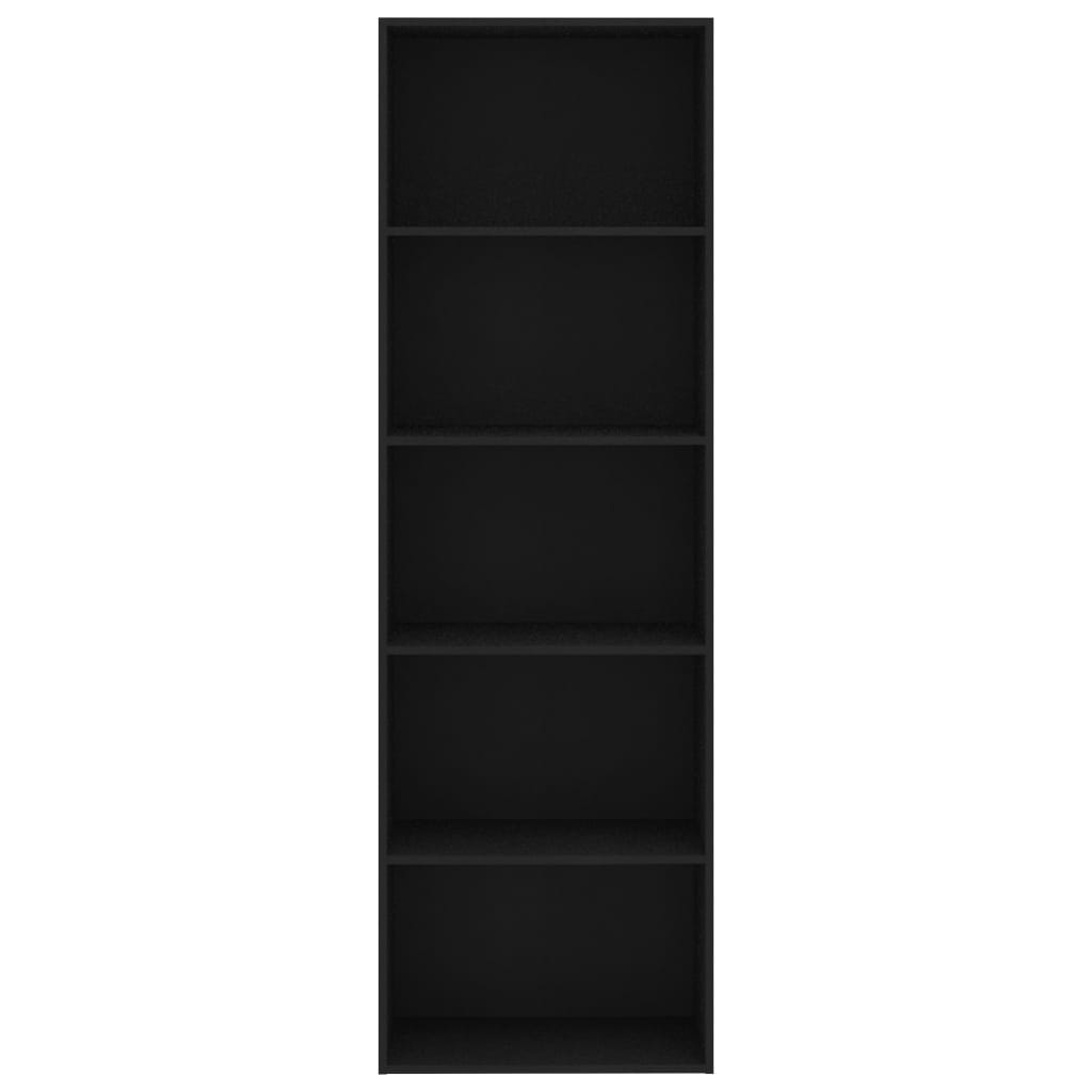 vidaXL Knihovna s 5 policemi černá 60 x 30 x 189 cm dřevotříska