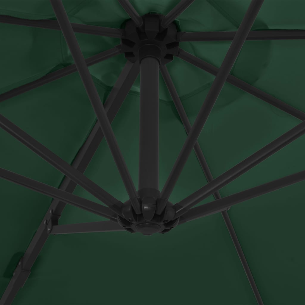 vidaXL Konzolový slunečník s ocelovou tyčí 300 cm zelený