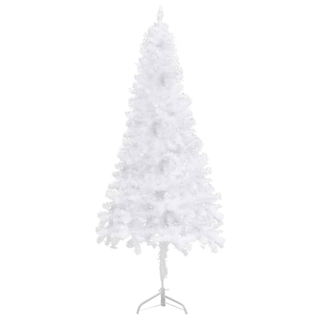 vidaXL Rohový umělý vánoční stromek s LED osvětlením bílý 210 cm PVC