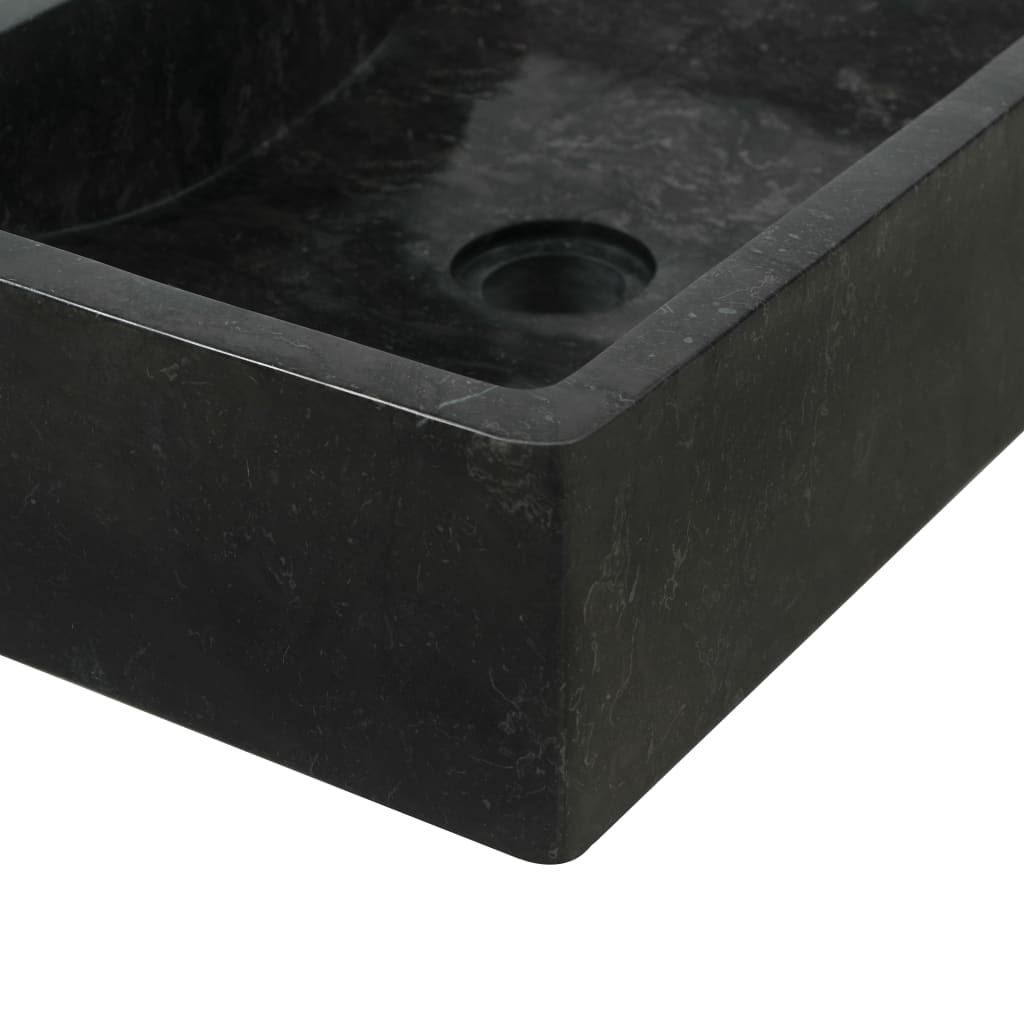 vidaXL Koupelnová skříňka masivní teak s umyvadlem mramorové černé