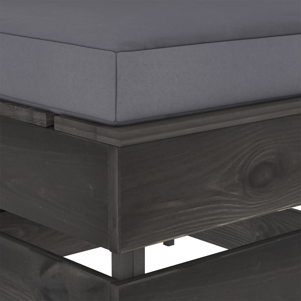 vidaXL Dílčí taburet s poduškou šedě impregnované dřevo